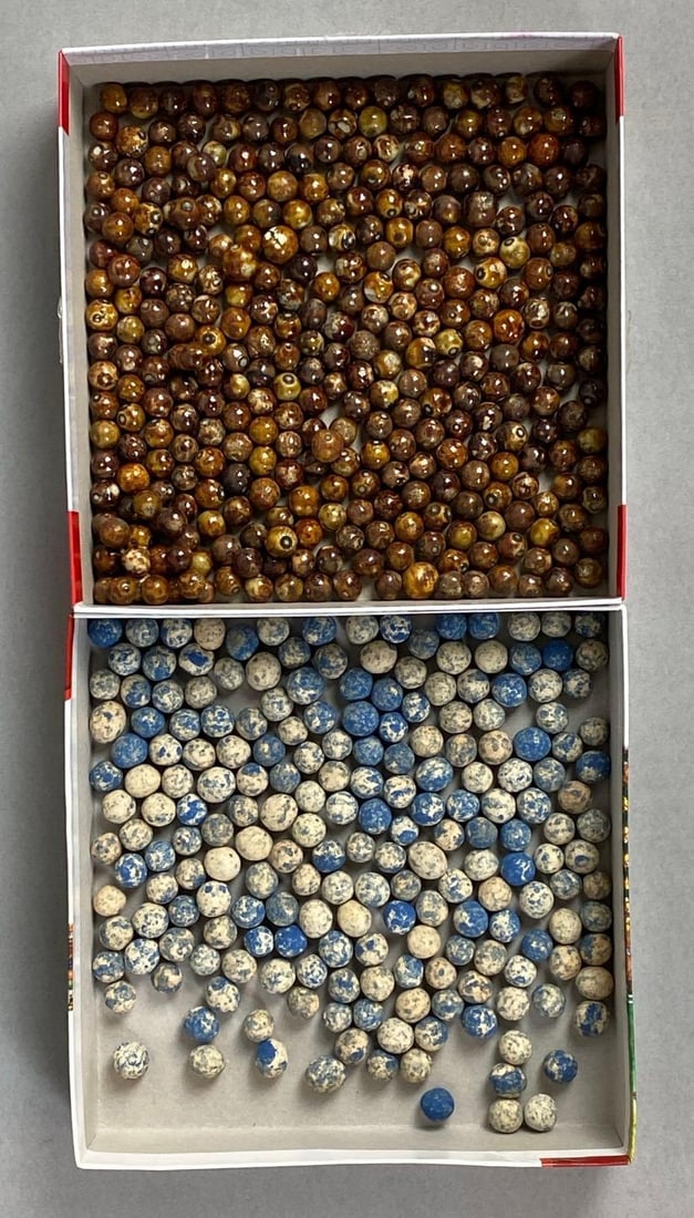Big Group of Assorted Marbles: Includes 230 Vintage Glazed Bennington Marbles and 202 Antique Marbles.