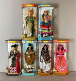 Group of 6 Mattel Barbie World Themed Fashion Dolls