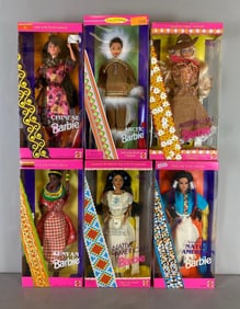 Group of 6 Mattel Barbie World Themed Fashion Dolls