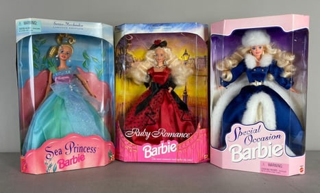 Group of 3 Assorted Mattel Barbie Fashion Dolls
