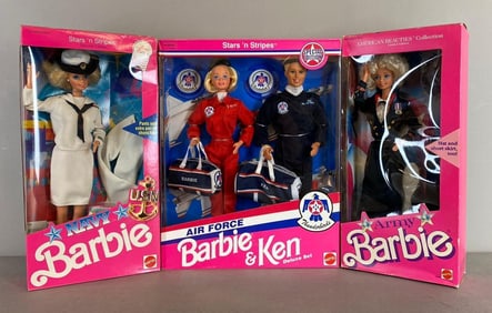 Group of 3 Mattel Barbie Military Themed Fashion Dolls