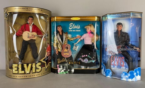Group of 3 Mattel Barbie Elvis Themed Fashion Dolls