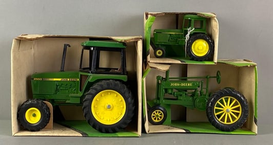 Group of 3 ERTL John Deere Die-Cast Tractors