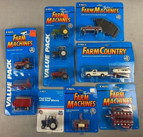 Group of 7 ERTL 1/64 Scale Replica Farm Machines Die Cast Vehicles