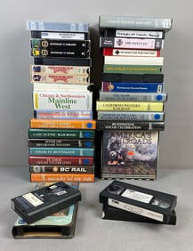 Group of 30 Assorted Train Themed Betamax and VHS Tapes
