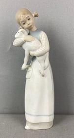 Lladro Girl with Lamb Porcelain Figurine