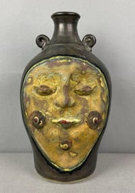 Signed Walsh Contemporary Art Pottery Face Vase
