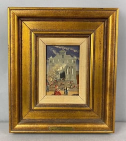 Aldo Pagliacci L Eglise Oil on Board Painting