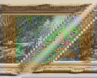 Millard Sheets Ancient Cocoanut Grove Hawaii Watercolor Painting on Paper