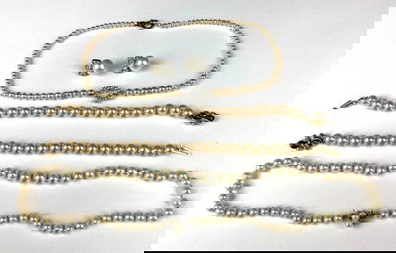 Group of .925 Sterling Silver Pearl Costume Jewelry