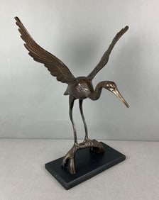 Vintage Metal Crane Sculpture