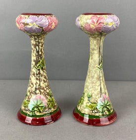 Group of 2 Antique Royal Dux Floral Vases