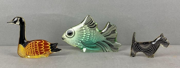 Group of 3 Mid Century Modern Abraham Palatnik Lucite Figurines