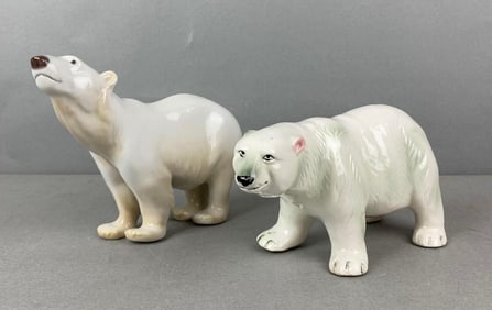 Group of 2 Polar Bear Porcelain Figurines
