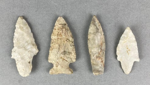 Group of 4 Native American Artifact Arrowheads