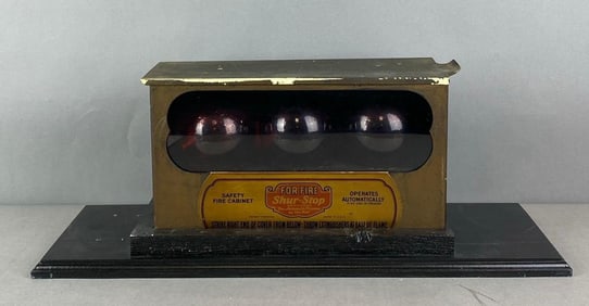 Antique Shur- Stop Fire Extinguisher Grenades in Safety Fire Cabinet