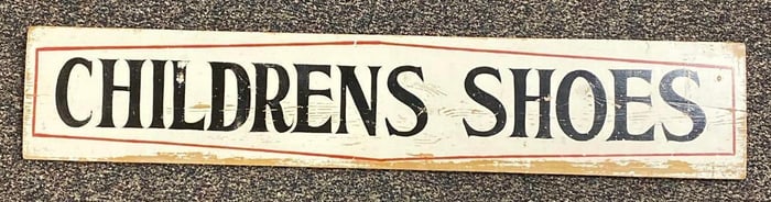 Antique Hand Painted Children Shoe Advertising  Sign