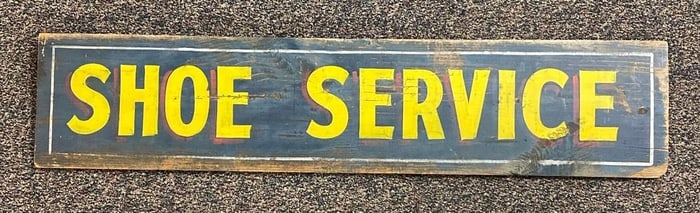 Antique Hand Painted Shoe Service Advertising  Sign