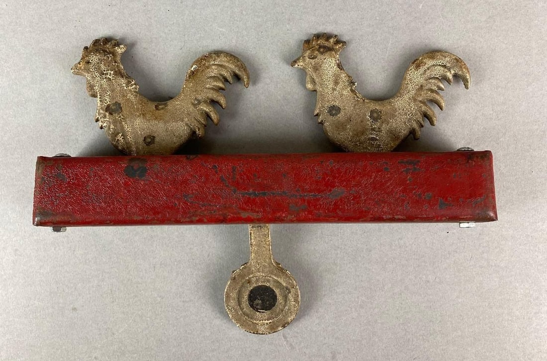 Antique Cast Iron Knock Down Shooting Target: wear consistent with age. Measures H 9 x W 10 x D 1 3/4 inches.