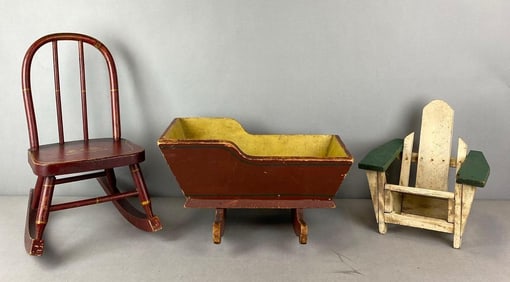Group of 3 Vintage Doll Furniture Items