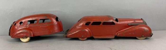 Antique Wyandotte Pressed Steel Lasalle Car and Trailer