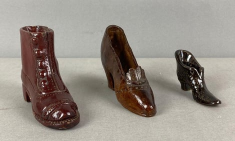 Group of Antique Stoneware Victorian Style Shoes