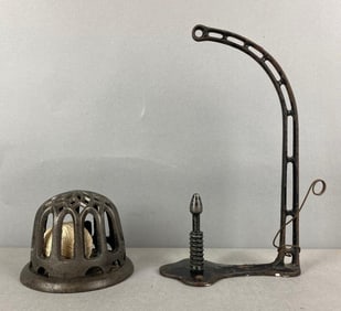 Group of 2 Antique Cast Iron String Holders