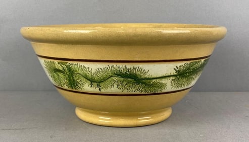 Antique Mochaware Seaweed Design Mixing Bowl