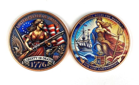 Group of 2 Colorized 1 oz .999 Fine Copper Rounds