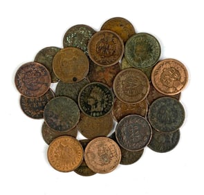 Group of 26 US Indian Head Cents