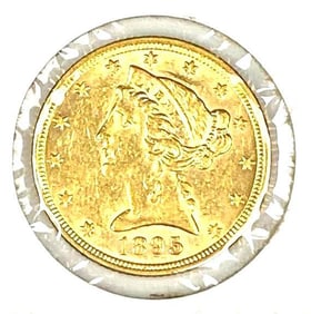 1895 US $5 Liberty Head Gold Coin