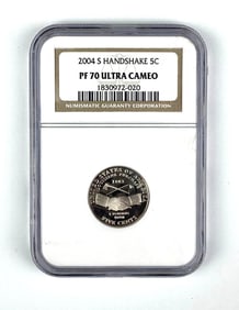 2004 S Jefferson Nickel Handshake 5 Cent NGC Graded PF70 Ultra Cameo