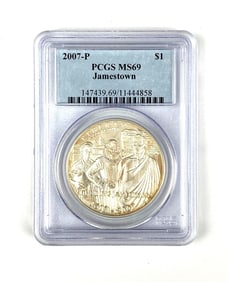 2007 P Jamestown 400th Anniversary Commemorative Silver Dollar PCGS Graded MS69