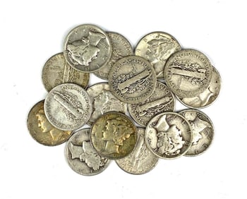 Group of 16 US Mercury Silver Dimes