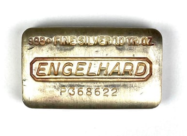 Engelhard 10 oz .999 Fine Silver Ingot/ Bar