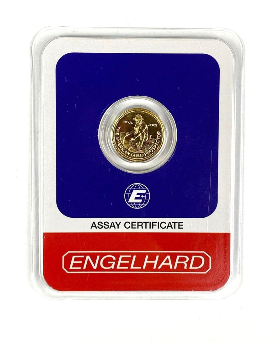 2025 Engelhard The American Gold Prospector 1/10th oz .999 Fine Gold Round (1 of 2)