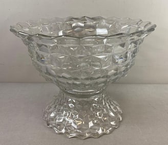 Vintage 1960’s Fostoria American Crystal Cubist Punch Bowl