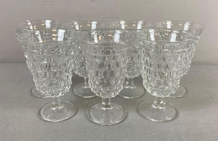 Group of 7 Vintage 1960’s Fostoria American Clear Low Water Goblets