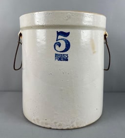 Antique Ruckel's Stoneware 5 Gallon Crock