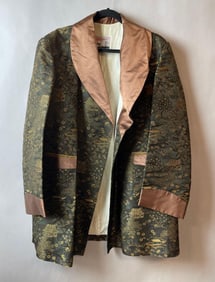 Shiga and Co. Japanese Silk Embroidered Smoking Jacket