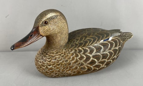 1987 S.A. Tyler Signed Carved Wood Mallard Hen Duck Decoy