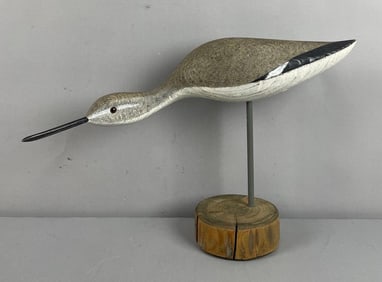 Signed Roy and Amy Smith Willet Shorebird Wood Carving