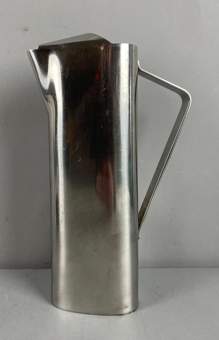MCM Danish Lundtofte Stainless Steel Pitcher: Sticker on bottom, measures 10 1/2"