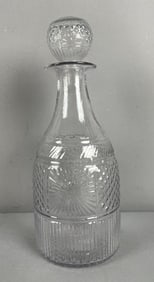 Antique Sunburst Pattern Blown Glass Decanter
