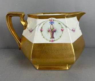 Vintage B and Co. Pickard Etched Gilded China Pitcher