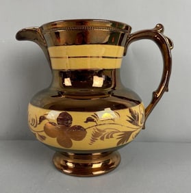 Antique Copper Lusterware Pitcher