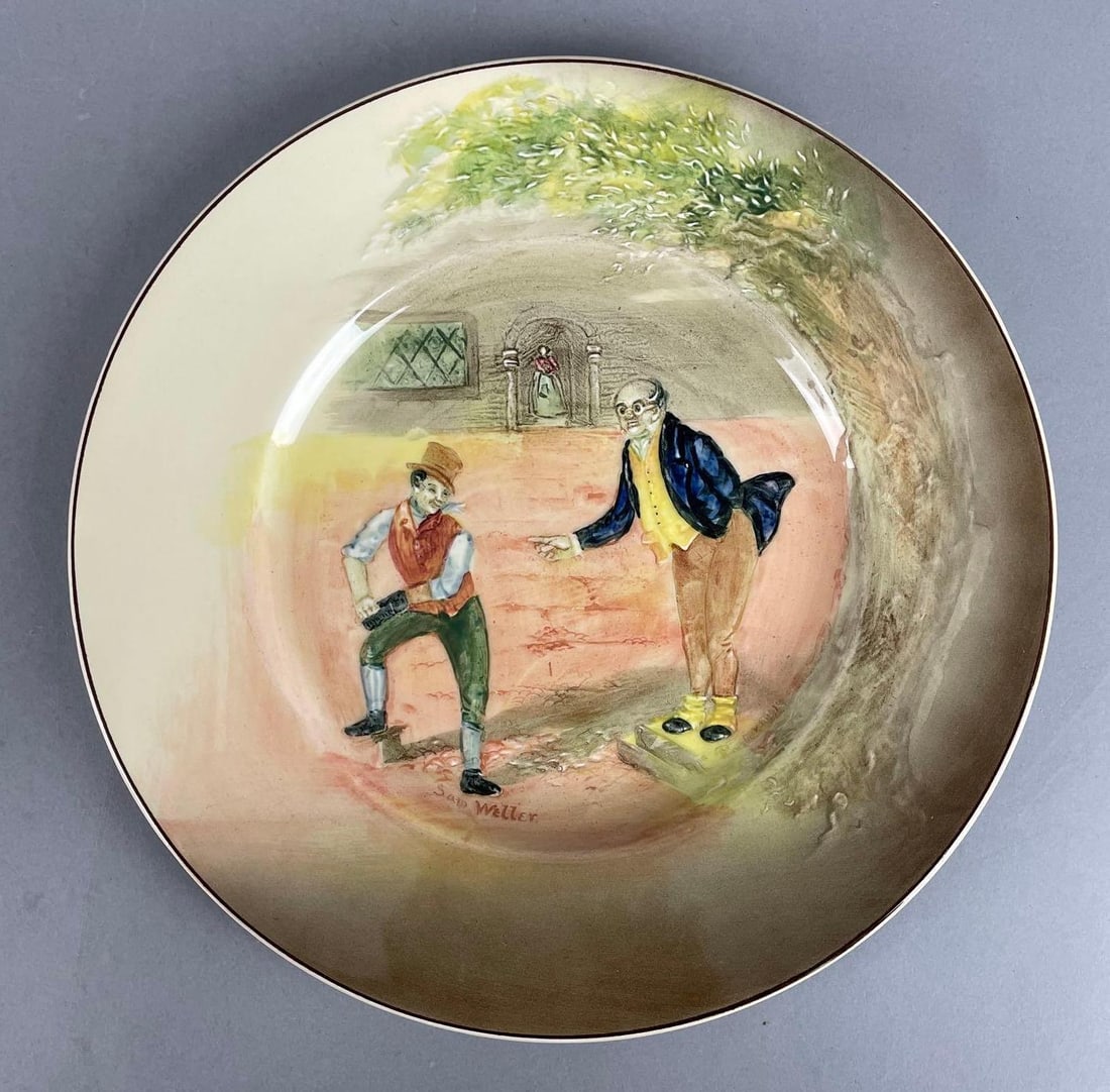 Royal Doulton Dickens Ware Same Weller Porcelain Plate: The pickwick papers, 10 1/2"