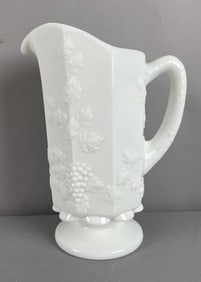 Vintage Westmoreland Paneled Grape Milk Glass Pitcher
