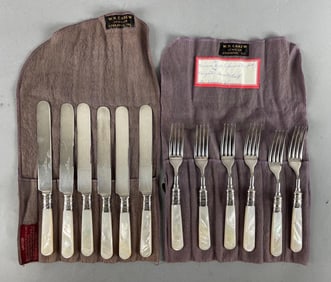 Set of 1855 Meriden Cutlery Co. Mother of Pearl Knives and Forks