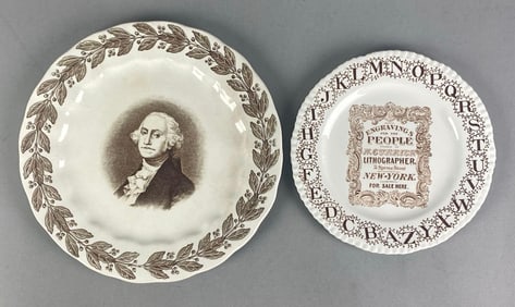 Group of 2 Antique Porcelain Plates